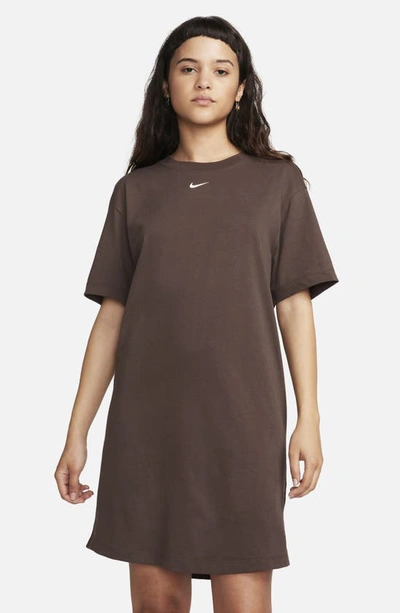Nike Women's  Sportswear Chill Knit Oversized T-shirt Dress In Baroque Brown/ Sail