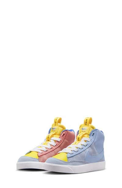 Shop Nike Kids' Blazer Mid '77 Se Sneaker In Blue Bliss/ Stardust/ Yellow