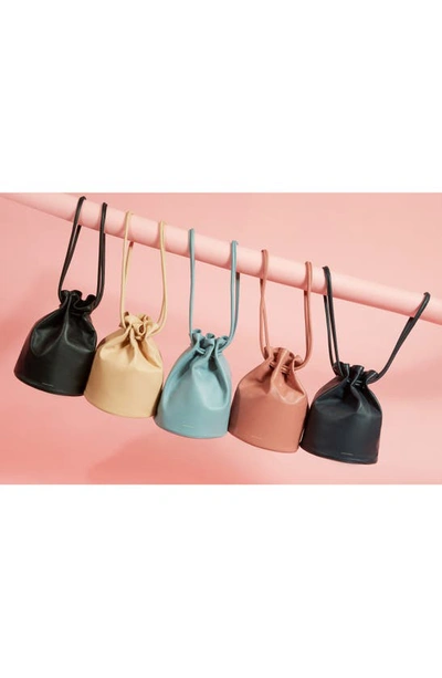 Shop Mansur Gavriel Mini Leather Bucket Bag In Cammello Dolly