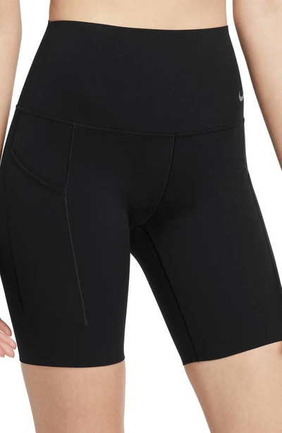 Shop Nike Dri-fit High Waist Bike Shorts In Black/ Black