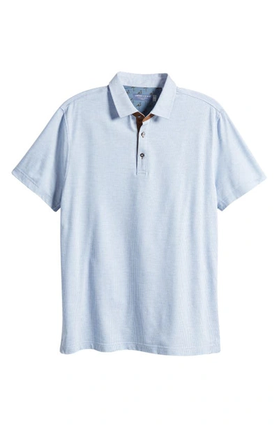 Shop Lorenzo Uomo Trim Fit Pinstripe Short Sleeve Cotton Polo In Light Blue