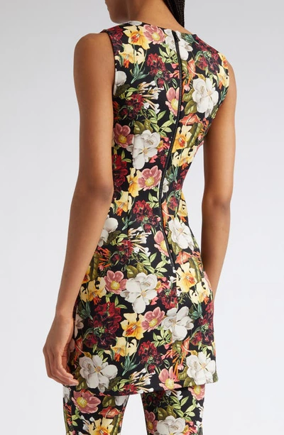 Shop Alice And Olivia Wynell Floral Sleeveless Sheath Dress In Juniper Floral Black