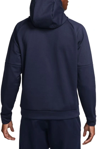 Shop Nike Therma-fit Pullover Hoodie In Obsidian/ Obsidian/ Black