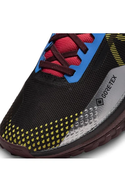 Shop Nike React Pegasus Trail 4 Gore-tex® Waterproof Running Shoe In Black/ Blue/ Red/ Vivid Sulfur