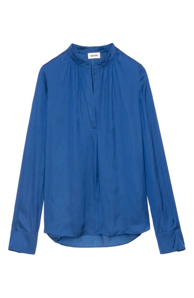 Shop Zadig & Voltaire Tink Satin Blouse In Bleu Roi
