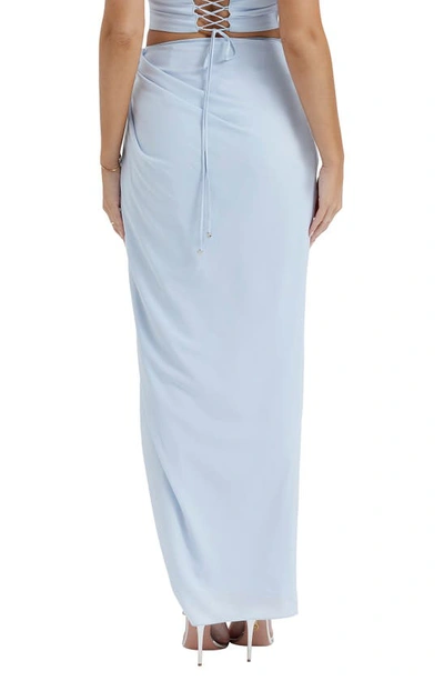 House Of Cb Gathered Side Vent Maxi Skirt In Soft Blue Lighter