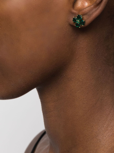 Swarovski Gold-tone Idyllia Green Crystal Stud Earrings In Gold