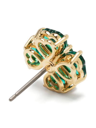 Swarovski Gold-tone Idyllia Green Crystal Stud Earrings In Gold