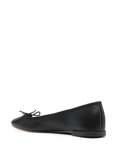 Shop Repetto Bow-detail Leather Ballerina Shoes In Black