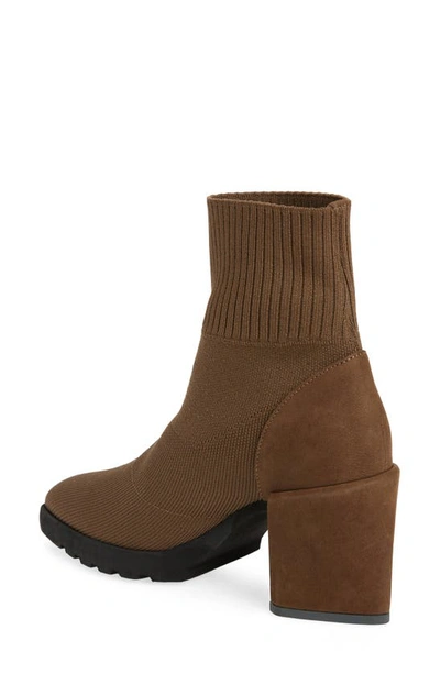 Eileen Fisher Spell Knit Sock Block-heel Booties In Antelope