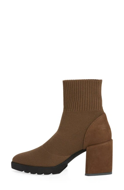 Eileen Fisher Spell Knit Sock Block-heel Booties In Antelope