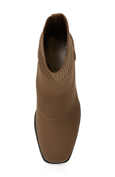 Eileen Fisher Spell Knit Sock Block-heel Booties In Antelope