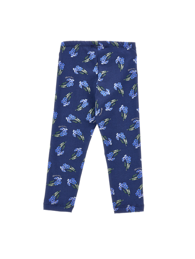 Monnalisa Floral Jersey Leggings In Navy Blue