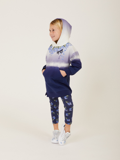 Monnalisa Floral Jersey Leggings In Navy Blue