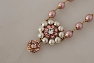 Shop Dolce & Gabbana Brass Crystal Faux Ivory Pendants Women's Necklace In Multi
