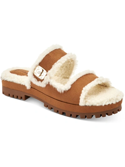 Shop Giani Bernini Tameenna Womens Faux Fur Memory Foam Slide Sandals In Multi
