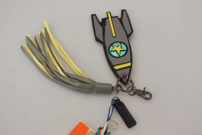 Msgm Multicolor Rocket Ship Silver Tone Metal Keychain In Multi