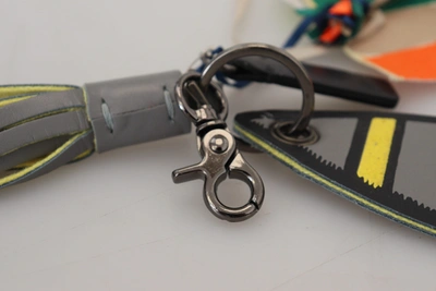 Msgm Multicolor Rocket Ship Silver Tone Metal Keychain In Multi