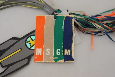 Msgm Multicolor Rocket Ship Silver Tone Metal Keychain In Multi
