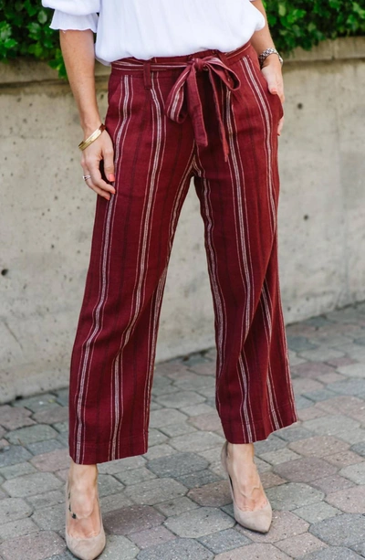 Sanctuary Inland Sashed Crop Pant In Henna Stripe In Multi
