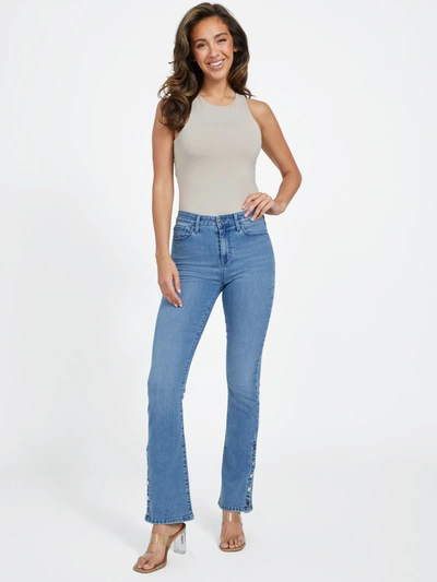 Shop Guess Factory Eco Beatriz High-rise Bootcut Jeans In Blue