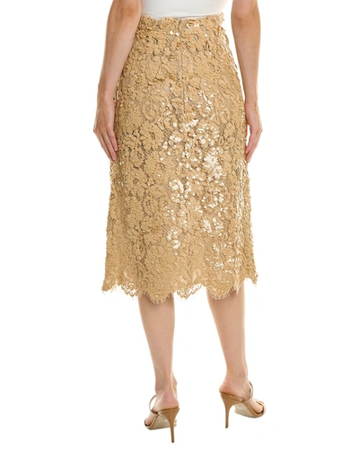 Shop Michael Kors Floral Lace A-line Skirt In Beige