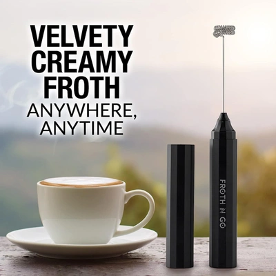 Zulay Kitchen Froth And Go Portable Milk Frother In Black