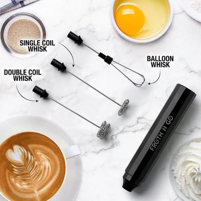 Zulay Kitchen Froth And Go Portable Milk Frother In Black
