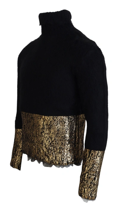 Shop Dolce & Gabbana Black Gold Turtleneck Mohair Pullover Mens Men's Sweater