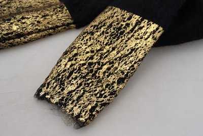 Shop Dolce & Gabbana Black Gold Turtleneck Mohair Pullover Mens Men's Sweater
