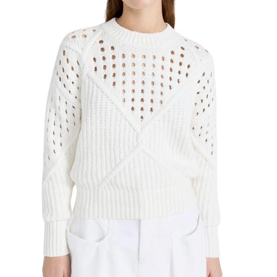 Shop Iro Nives Cotton Engineered Stitch Sweater In White