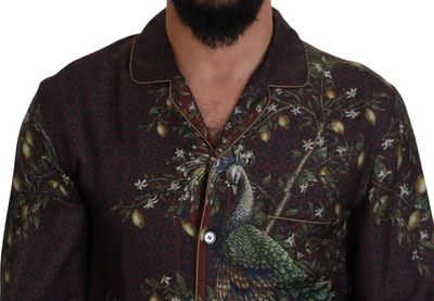 Shop Dolce & Gabbana Bordeaux Ostrich Silk Satin Casual Mens Men's Shirt