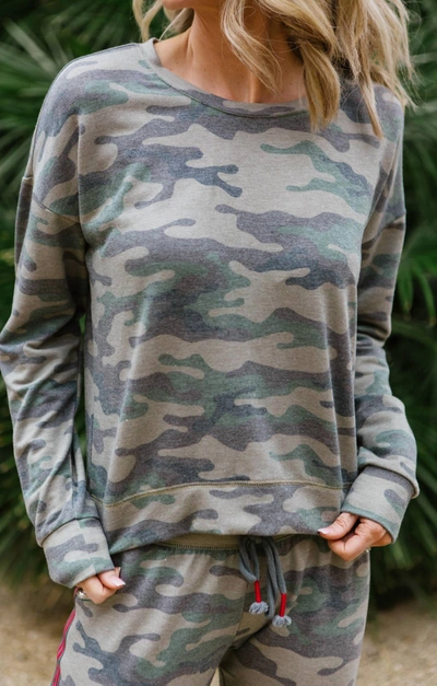 Pj Salvage Kind Is Cool Long Sleeve Top In Camo In Multi
