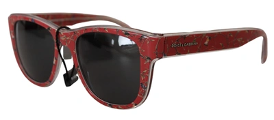 Shop Dolce & Gabbana Floral Plastic Frame Round Lens Dg4284 Women's Sunglasses In Red