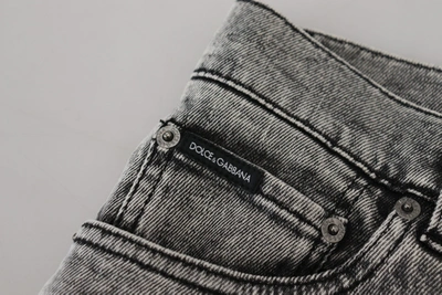 Shop Dolce & Gabbana Gray Washed Cotton Low Waist Denim Men's Jeans