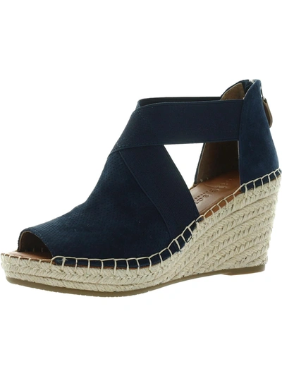 Shop Gentle Souls By Kenneth Cole Charli Womens Leather Peep Toe Espadrilles In Blue