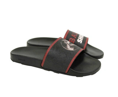 Bally Men's Rubber With Logo And Edge Slide Sandals In Black