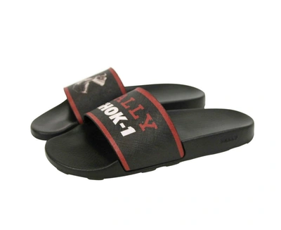 Bally Men's Rubber With Logo And Edge Slide Sandals In Black