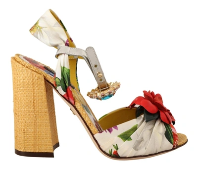 Shop Dolce & Gabbana Crystal Keira Sandals Silk Women's Shoes In Multi