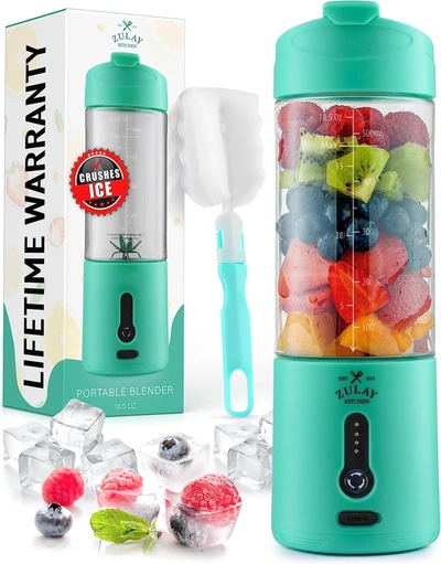 Shop Zulay Kitchen Personal Portable Smoothie Blender On The Go That Crush Ice In Blue