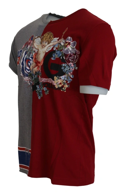 Shop Dolce & Gabbana Red Gray Two Model Dg Angel Crewneck  Men's T-shirt