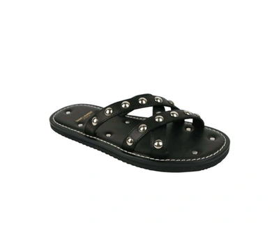 Shop Saint Laurent Men's Leather Sandal With  Studs In Black