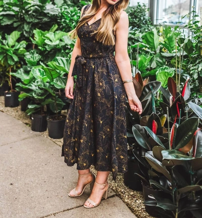 Bishop + Young Double V-neck Belted Midi Dress In Navy In Blue