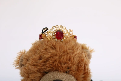 Shop Dolce & Gabbana Teddy Bear Gold Crystal  Crown Tiara Diadem Hair Women's Band In Multicolor