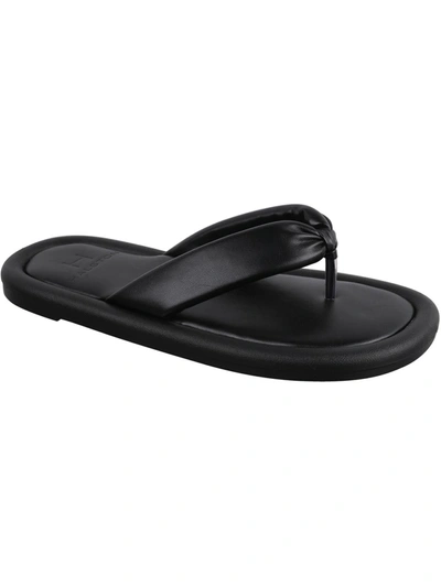 Shop H Halston Citizen Womens Vegan Leather Thong Flat Sandals In Black