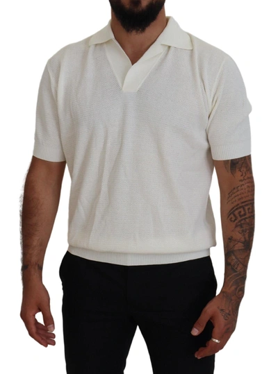 Shop Dolce & Gabbana White Cotton Collared Short Sleeved Men's T-shirt