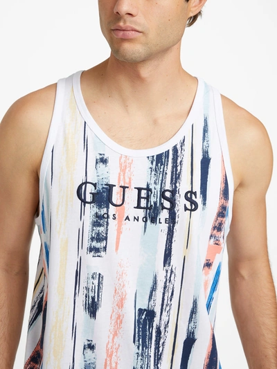 Shop Guess Factory Arnold Striped Tank In White