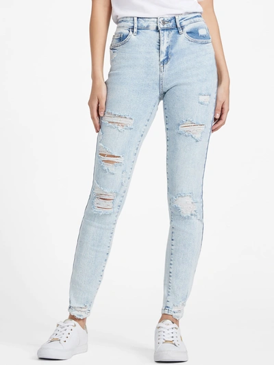 Shop Guess Factory True Medium-rise Skinny Jeans In Blue