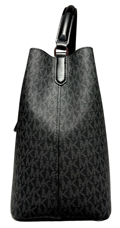 Michael Kors Suri Medium Leather Handle Bucket Messenger Hand Women's Bag  In Black