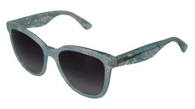 Shop Dolce & Gabbana Lace Crystal Acetate Butterfly Dg4190 Women's Sunglasses In Blue